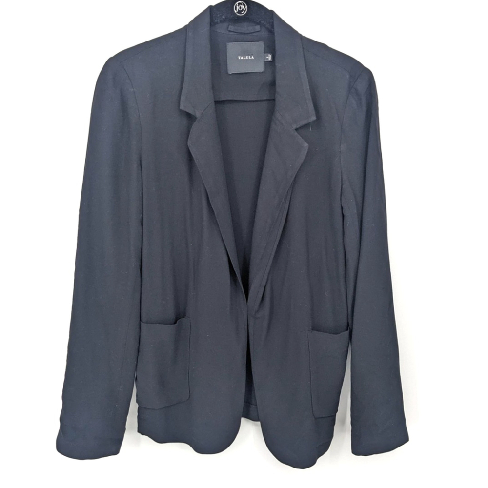 Talula Aritzia Blazer Womens 2 Black Open Front Notch Lapel Pockets Office Work‎